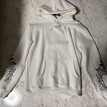 화이트 후드티 꽃무늬 프린트