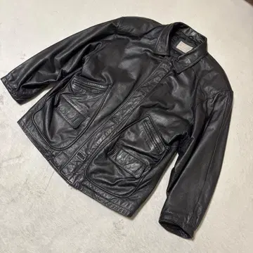 미 에이징 90s YELLOW CLUB 블랙 리얼 가죽 자켓