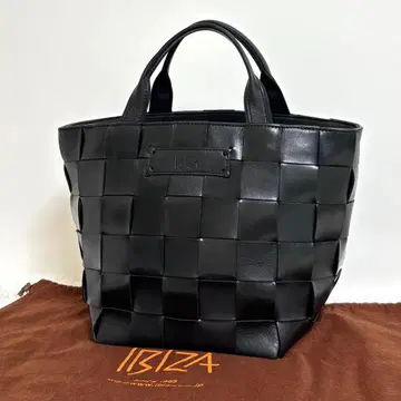 [컨디션 최상] 이비자 핸드백 토트백 가죽 뜨개질 보트형 블랙