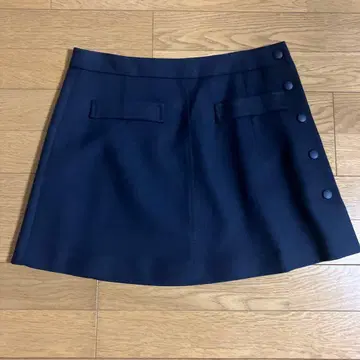 ZARA 네이비 사이드 버튼 라인 테이프 A라인 미니 스커트 M