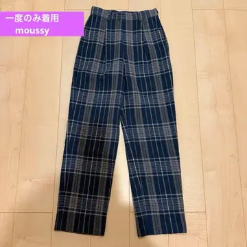 [ 새상품급 ] moussy 체크 팬츠 블루