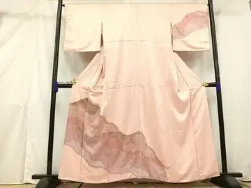 기모노 호몬기 조이 물결 무늬 금채 순수 실크 일품