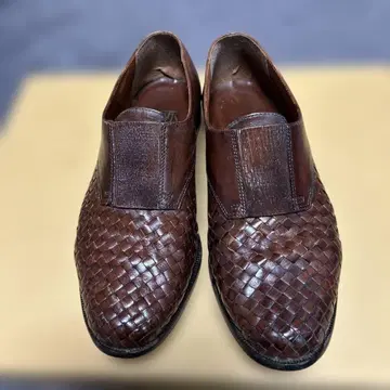 브라운 가죽 뜨개질 슬립온 드레스 신발