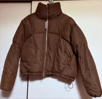 다운 자켓 숏 기장 브라운