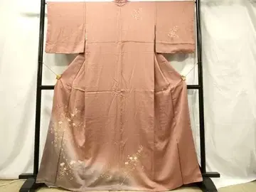 기모노 호몬기 초화문 운지 염 금채 순수 실크 일품