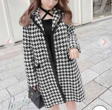 Rady 하운드투스 체크 패턴 코트 블랙 M 귀여운