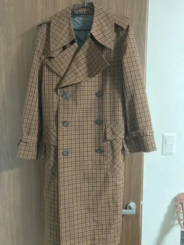 70s 체크 무늬 트렌치코트