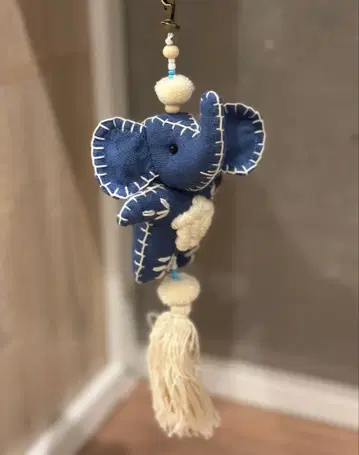 태국 만박 코끼리 파란 코끼리 참 태슬 포함 약 28cm 핸드메이드