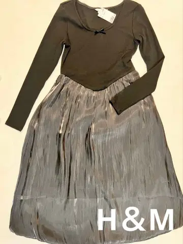 H&M 긴팔 플리츠? 벌룬? 롱 원피스 M