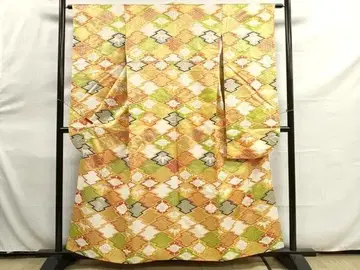 기모노 럭셔리 후리소데 송피릉꽃문 금채 순수 실크 일품