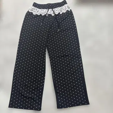 스웨트 팬츠 도트 무늬 레이스 레이어드