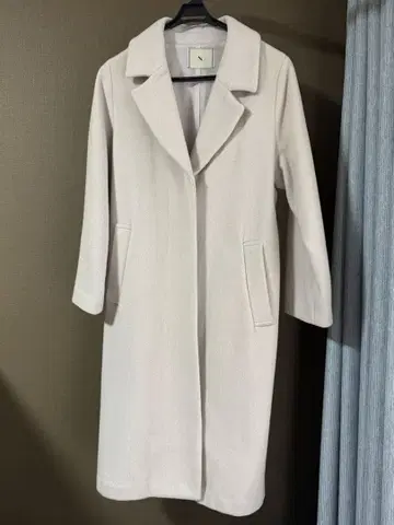 연한 핑크 롱 코트 허리 벨트 포함