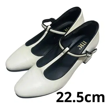 mc 일본제 바이컬러 T 스트랩 펌프스 22.5 블랙 화이트 와이드 힐