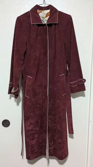 빈티지 롱 코트 와인 레드