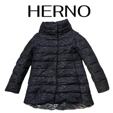 헬로 HERNO 하이넥 스팽글 다운 자켓 사이즈 38 블랙 7호~9호