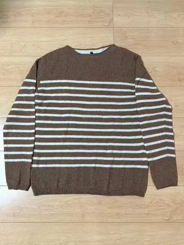 가격 상담 가능 무인양품 보더 니트 스웨터 긴팔 브라운 화이트 L