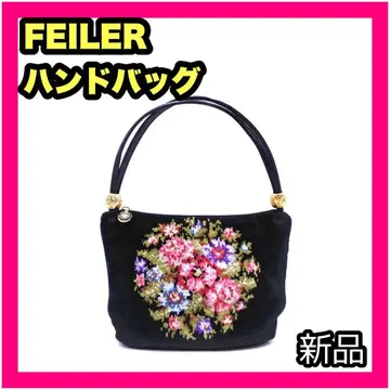 새상품 FEILER 페이러 핸드백 토트백 꽃무늬 가방 블랙
