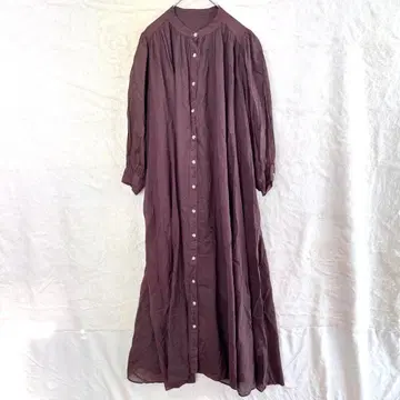 douceHarmonie 원피스 브라운 퍼프 슬리브 넉넉한