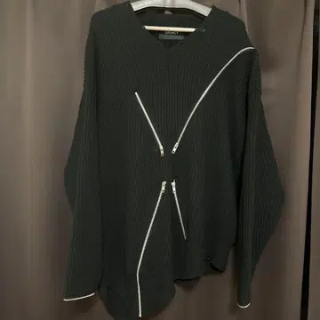 GRANCY 지퍼 디자인 비대칭 니트 블랙