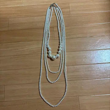 진주 롱 목걸이 레이어드