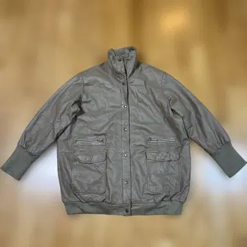 90s 올드! VENEZIA 부드러운 가죽 블루종! 베이지 L