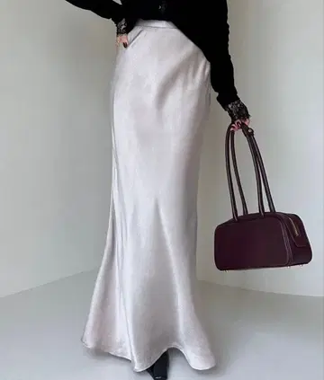 anuans 큐프라 새틴 내로우 스커트