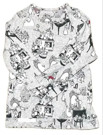 컨디션 최상 아뮤르 티셔츠 트레이닝복 무민&미 올 패턴 그레이