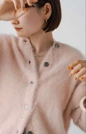 오메카시 2way 퍼 캐시미어 가디건 핑크