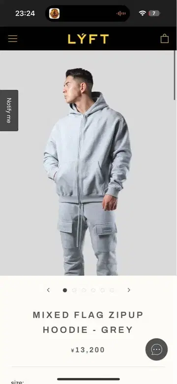 [ 미사용 새상품 ] LYFT 리프트 더블 집업 후드티 그레이 M 사이즈