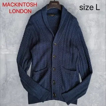 고급 새상품급/L 매킨토시 런던 케이블 니트 가디건 네이비