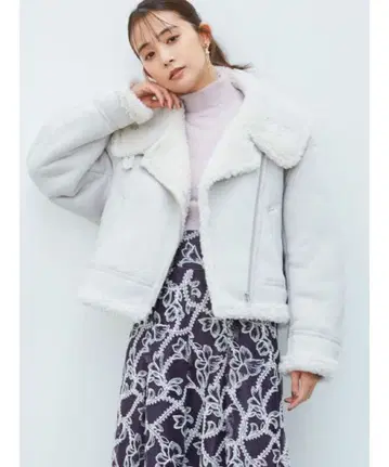 머큐리 듀오 페이크 무스탕 빅 칼라 봄버 자켓 라이트 그레이