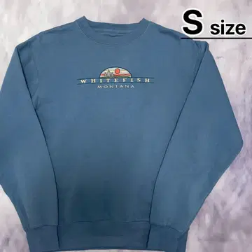 USA 구제 의류 맨투맨 S 블루 속기모 로고 자수 몬타나 BLUE84