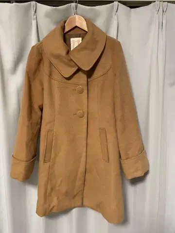 윌 셀렉션 레트로 디자인 코트 큰 옷깃 브라운 베이지