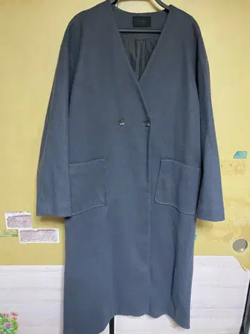 BEAMS 그레이 더블 버튼 롱 코트