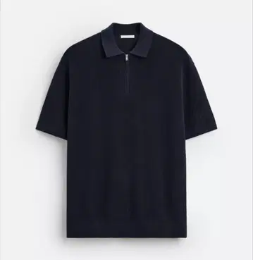 ZARA 펄 니트 지퍼 피케 셔츠 L 3284/446 네이비 블루