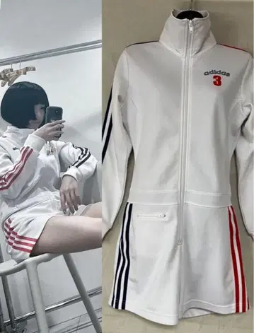 [ 아노짱 착용 ] 새상품급 adidas 저지 올인원 화이트 덤 포함