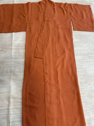 브라운 이로무지 기모노 순수 실크 히토츠몬