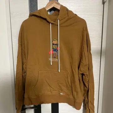 MELLOW 브라운 후드 부착 후드티 L