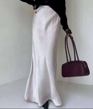 아뉴앙스 큐프라 새틴 내로우 롱 스커트