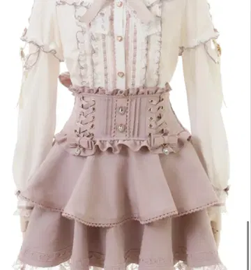 리즈리사 서스펜더 부착 티어드 치마바지