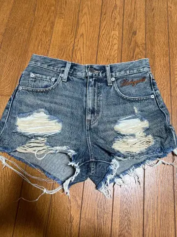 블랙 아이패치 moussy 데님 숏팬츠