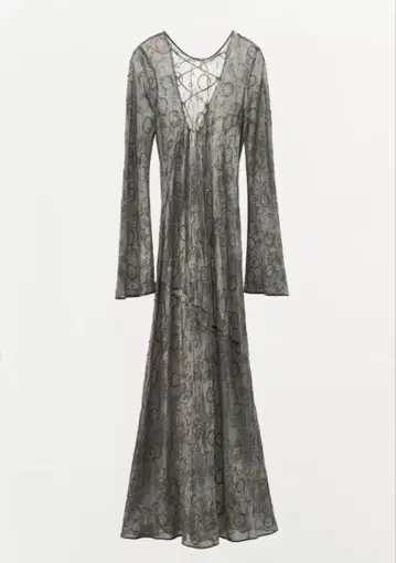 ZARA 비즈 자수 백 크로스 원피스 그레이 S