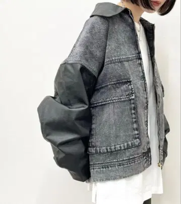 데님 가죽 자켓