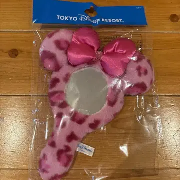 완판템! 도쿄 디즈니 리조트 미니형 거울 핑크 레오파드 무늬