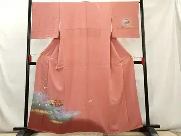 기모노 호몬기 지시 여자 가지매화 문양 보카시 염색 금채 순수 실크 일품