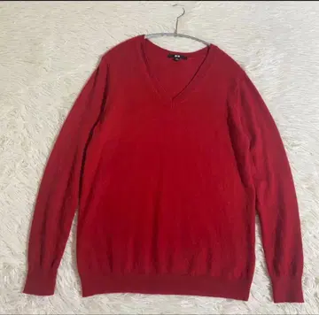 UNIQLO 캐시미어 V넥 스웨터 빨간색