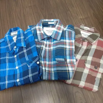 아바클로 체크 무늬 긴팔 셔츠 M 3개 세트