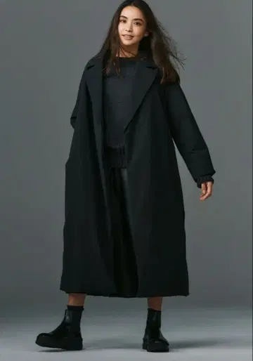 새상품급 띠어리 럭스 충전솜 가운 코트 타키자와 마키코 착용 랩 코트