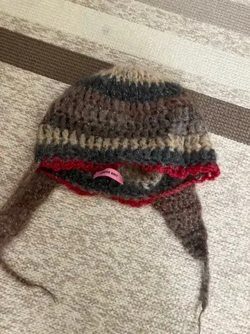 귀도리 니트 모자와 미튼 세트