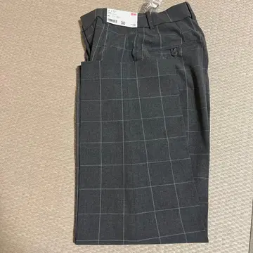 UNIQLO 턱 와이드 팬츠 XS 그레이 체크